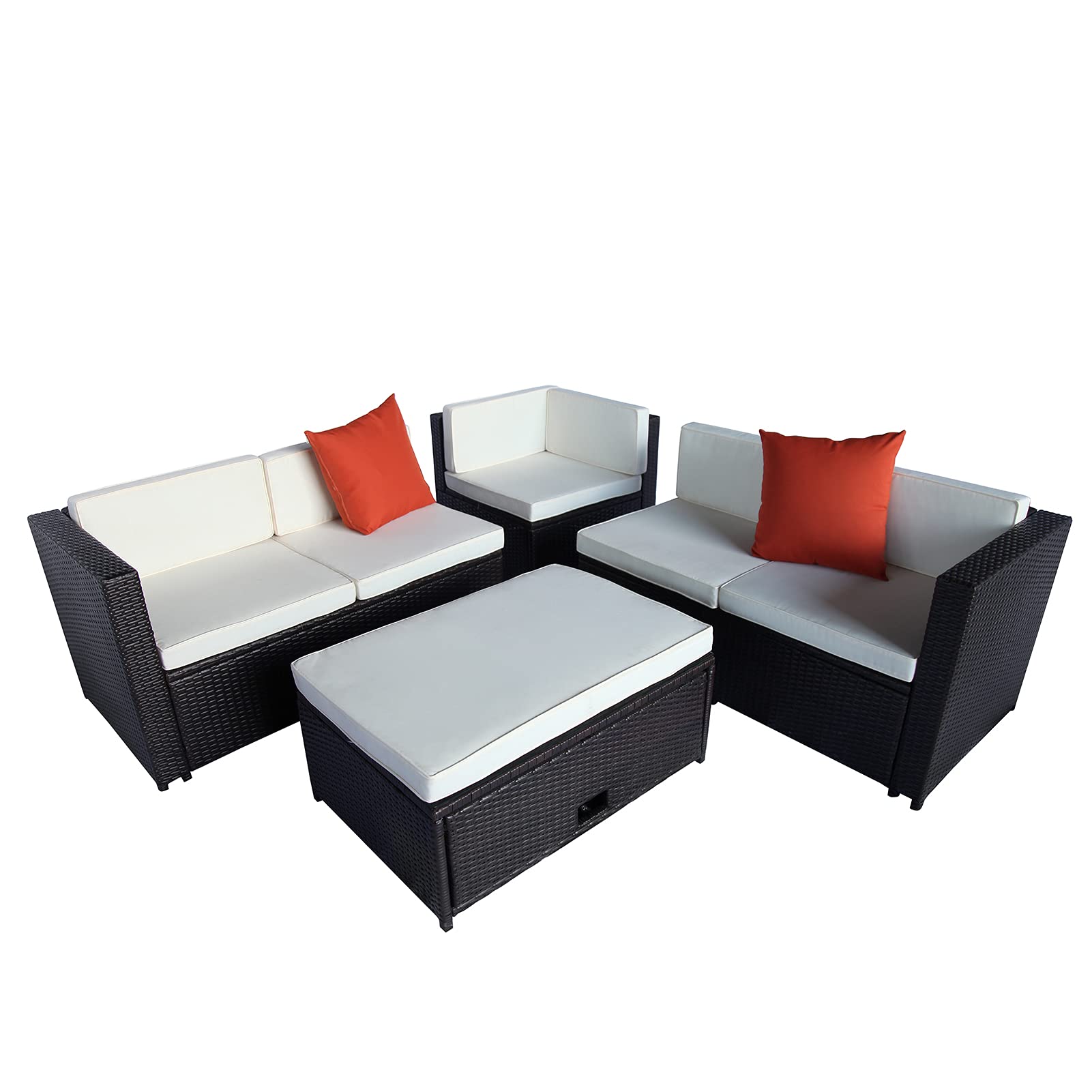 NUZYZ 4-Piece Outdoor Sofa Set - Powder-Coated Rattan Patio Furniture with Cushions, High Stability & Lightweight Design for Garden, Backyard, Poolside & Outdoor Relaxation