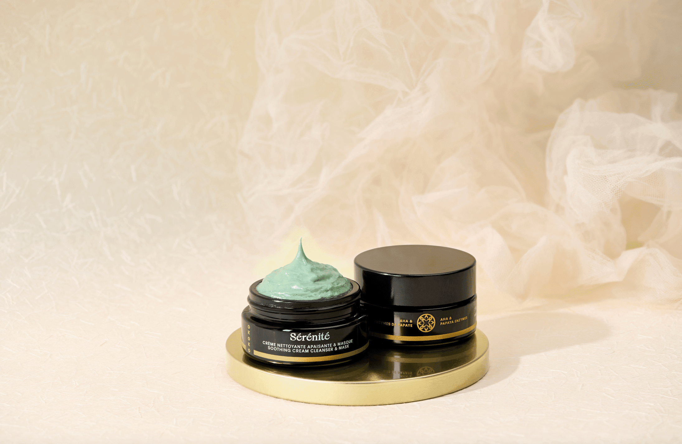 Gentle Sérénité Cream Cleanser & Brightening Radiance Mask with AHA Fruit Acids + Papaya Enzymes for Sensitive Skin – Perfect for Daily Cleansing & Weekly Glow Boosting