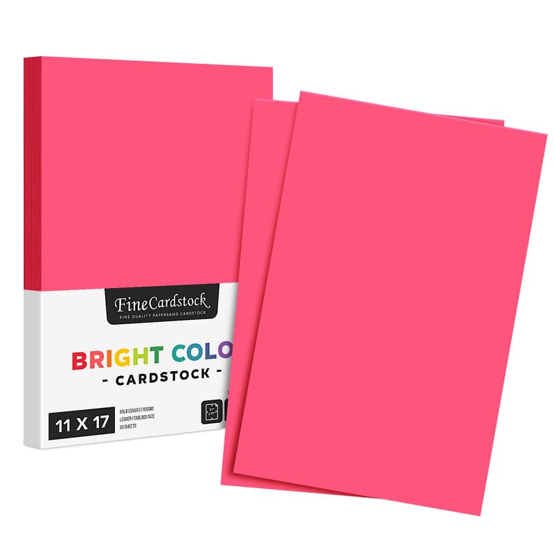 Premium Hot Pink 65-lb Cardstock Paper - 50 Sheets per Pack | Acid-Free & Lignin-Free Thick Craft Paper (11