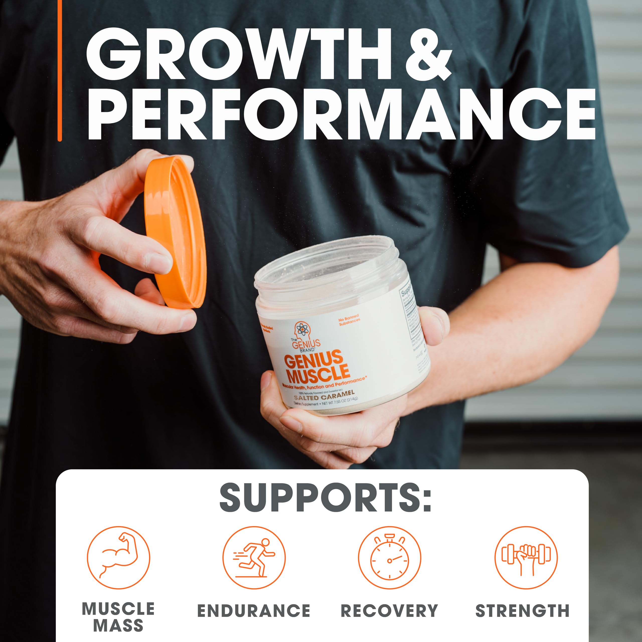 Genius Muscle Builder & Mass Gainer Supplement - Salted Caramel Flavor | 100% Natural Ingredients | Anabolic Activator for Men & Women | Weight Gainer for Bodybuilding & Fitness | Post-Workout Recovery & Muscle Growth