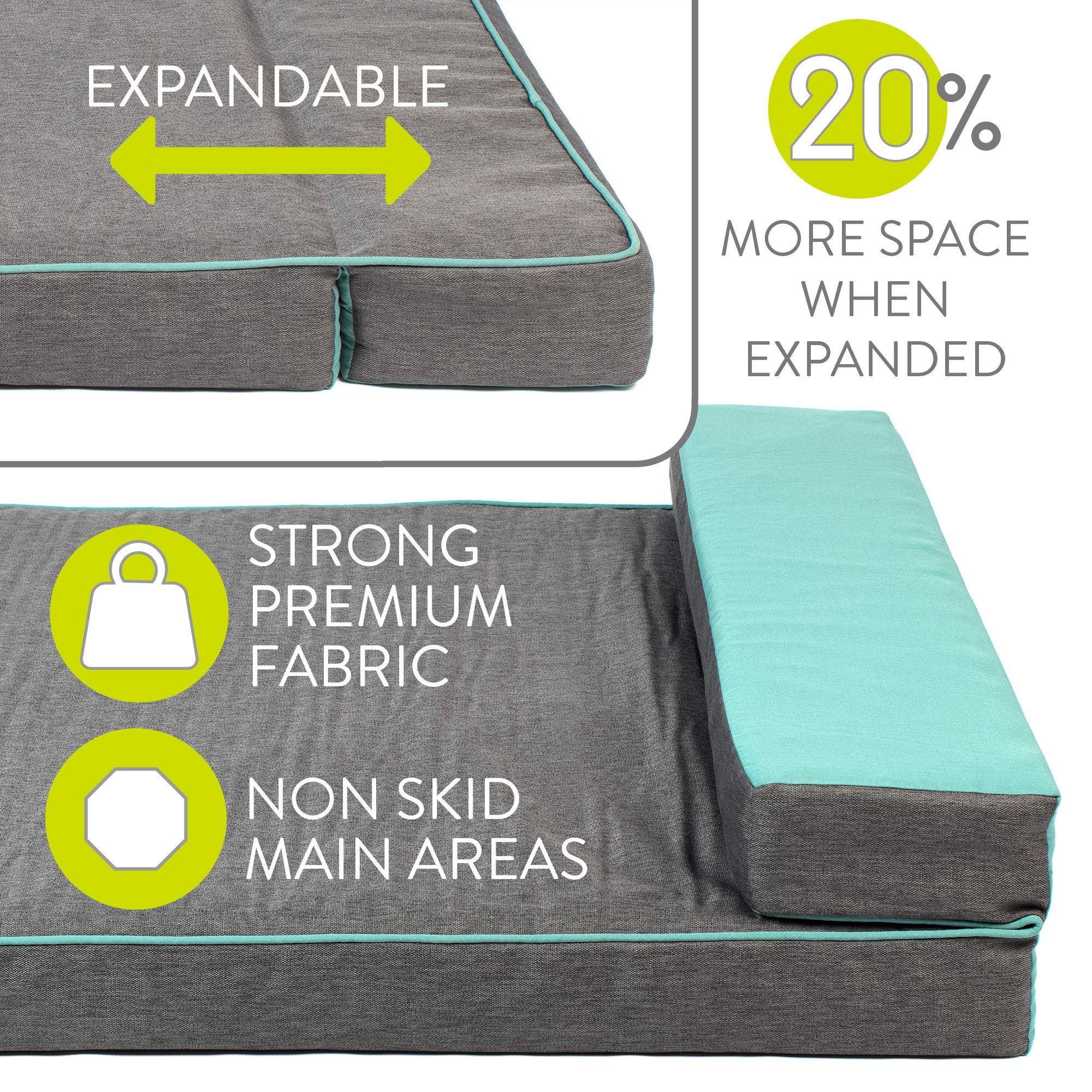 Hyper Pet Double Dreamer Deluxe Orthopedic Dog Bed - HyperFoam & HyperLock Support for Small, Large & X-Large Dogs - Expandable & Durable Calming Pet Bed (32