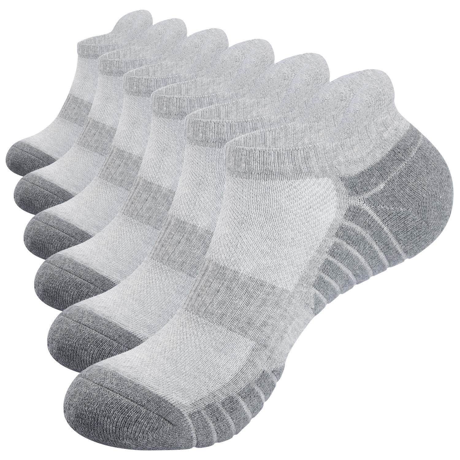 TANSTC Men's Athletic Socks - 6 Pairs Anti-Blister Cushioned Running Socks, Breathable Cotton Sports Socks for Jogging, Gym & Outdoor Activities