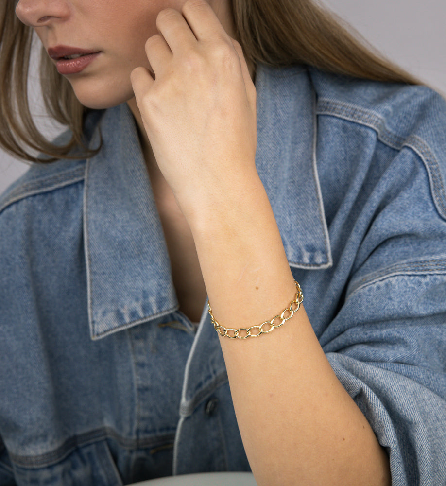 9ct Yellow Gold 150 Gauge Open Curb 20cm Bracelet for Women - Elegant Classic Jewelry Gift for Birthday, Anniversary & Special Occasions