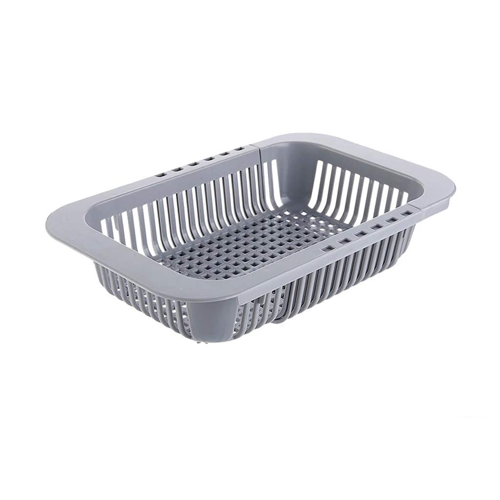 Kitchen Retractable Sink Drain Basket - Durable Plastic Dish Rack, Sink Filter & Water Basket for Fruits, Vegetables, and Kitchen Utensils (Gray) - Ideal for Efficient Dishwashing and Food Prep