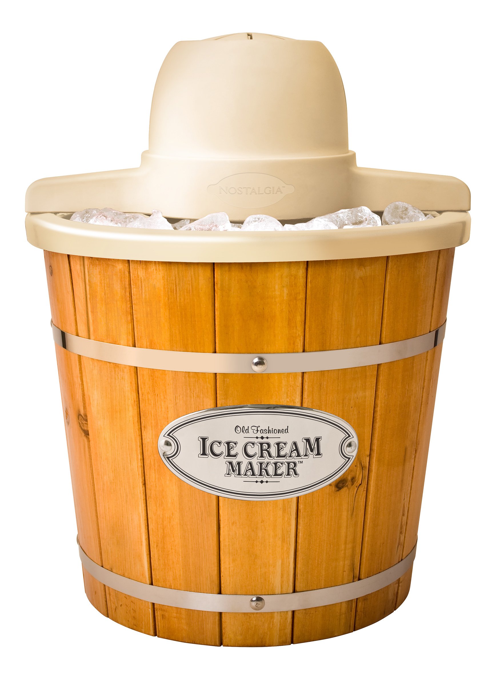 Nostalgia ICMP400WD 4-Quart Electric Wood Bucket Ice Cream Maker - Perfect for Homemade Ice Cream, Parties & Summer Treats
