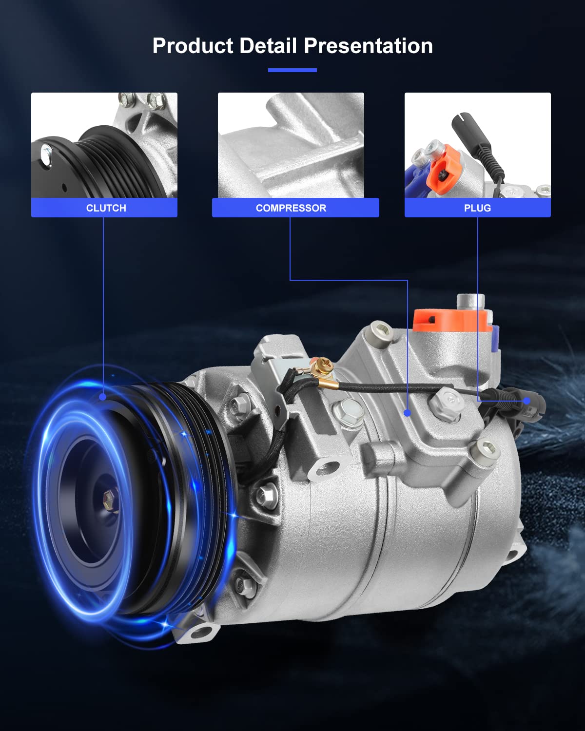 ECCPP AC Compressor Replacement for BMW X5 3.0L 2003-2006 Models - High Performance Air Conditioning Compressor Part# CSV717 - Perfect for Summer Cooling & Auto AC System Repair