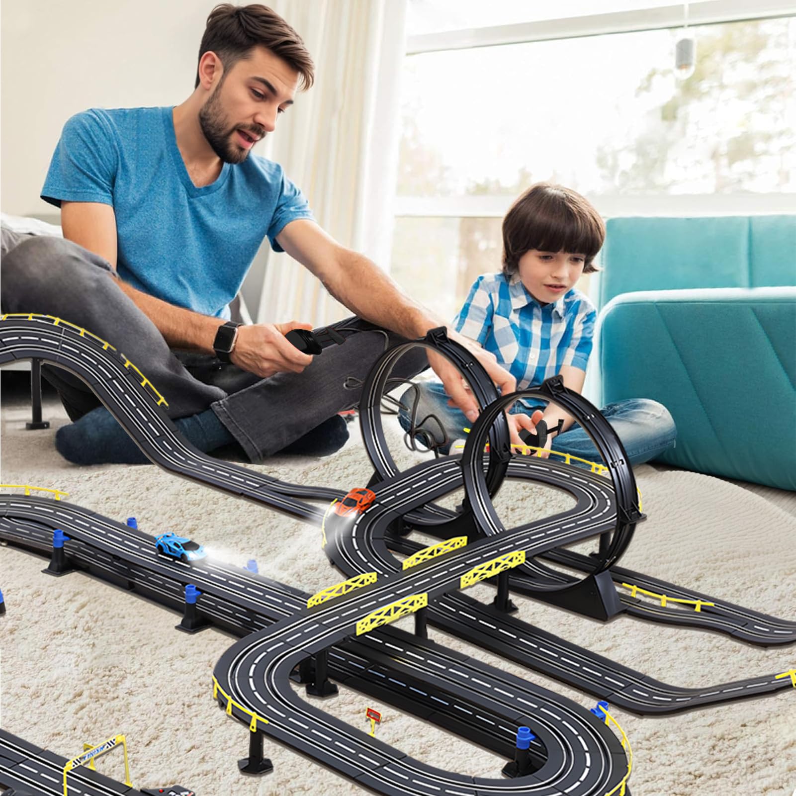 Electric Slot Car Race Track Set for Kids - High-Speed Racing Toy for Boys & Girls Ages 5-10 - Perfect Birthday Gift for Kids - Indoor Racing Fun for Family Game Nights & Playroom Activities (Black)