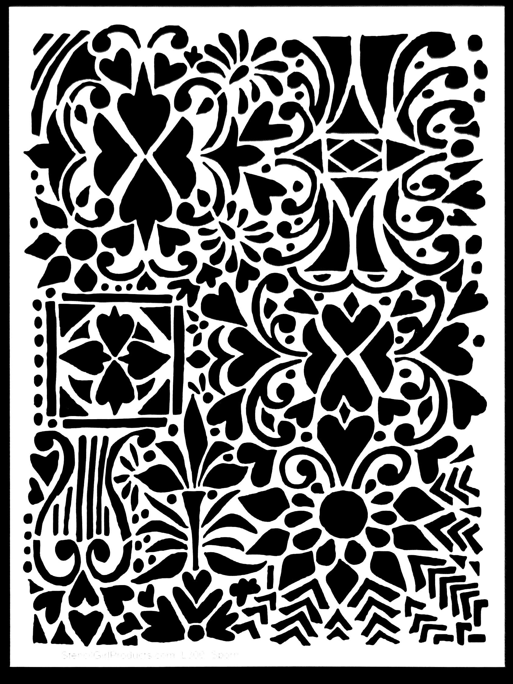 Jessica Sporn 9x12 Inch Floral Heart Stencil Set - DIY Art, Scrapbooking & Home Decor Crafting Supplies