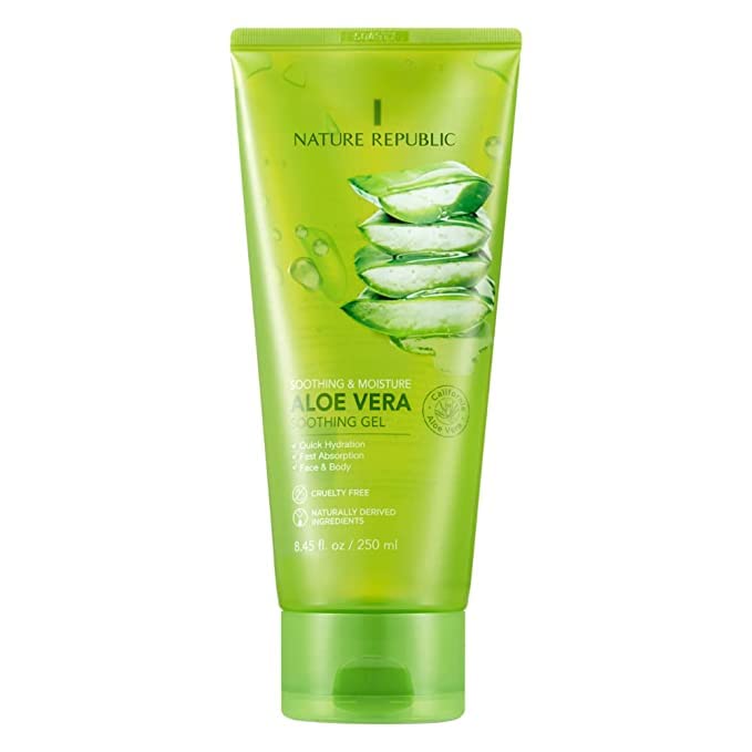 Nature Republic Aloe Vera 92% Soothing Gel - Moisturizing & Calming Face & Body Gel for Sunburn Relief, Acne Treatment & Skin Hydration - Perfect for After Sun Care, Daily Skincare & Sensitive Skin Soothing