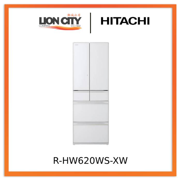 Hitachi R HW620WS XK/XW/X 617L Multi Door Refrigerator - Large Capacity French Door Fridge for Home, Kitchen, Restaurant & Office Use
