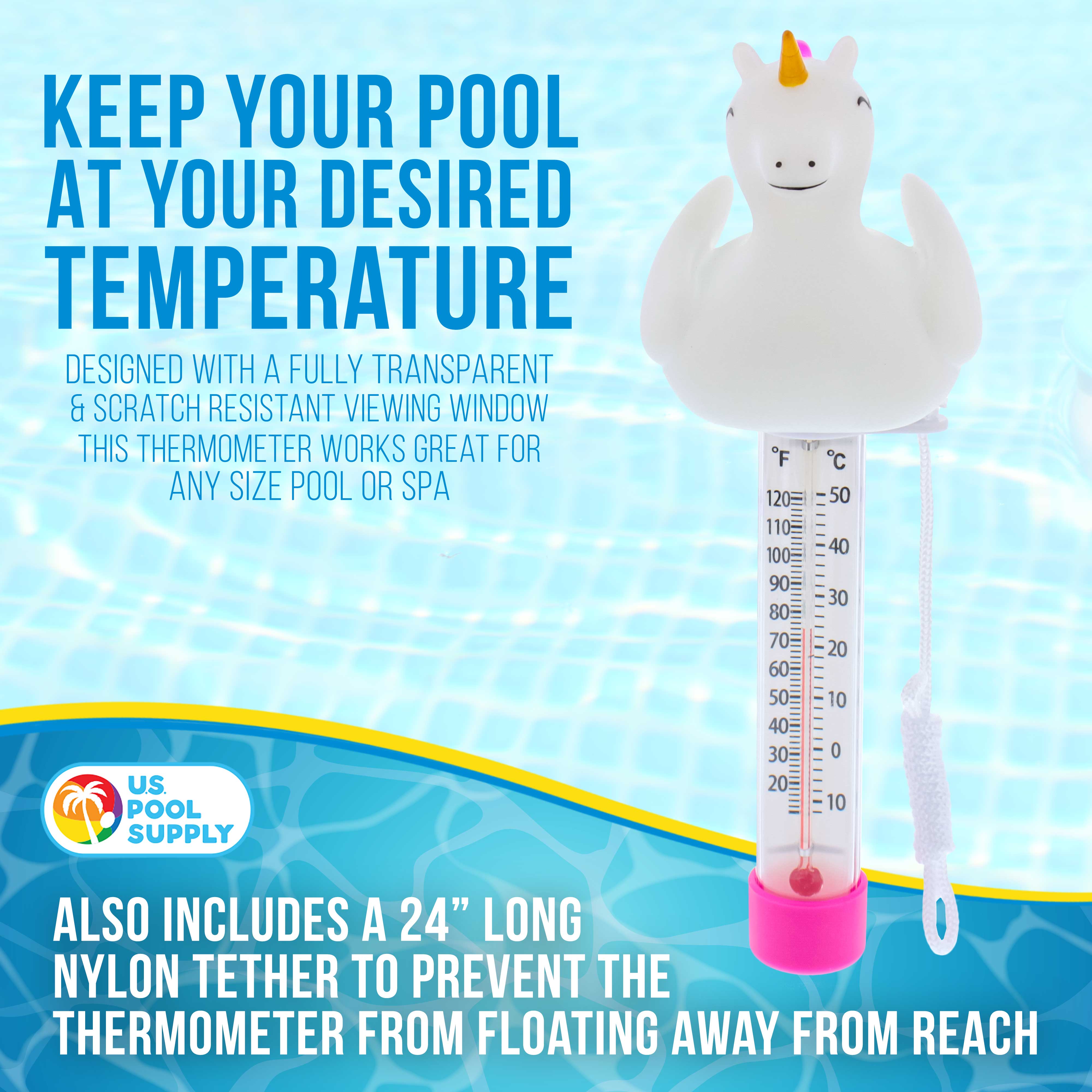 Floating Unicorn Thermometer for Pools & Spas - Easy Read 120°F/50°C Temperature Display - Fun & Functional for Kids Pools, Hot Tubs, Backyard Swimming - Perfect Pool Accessory for Summer Fun
