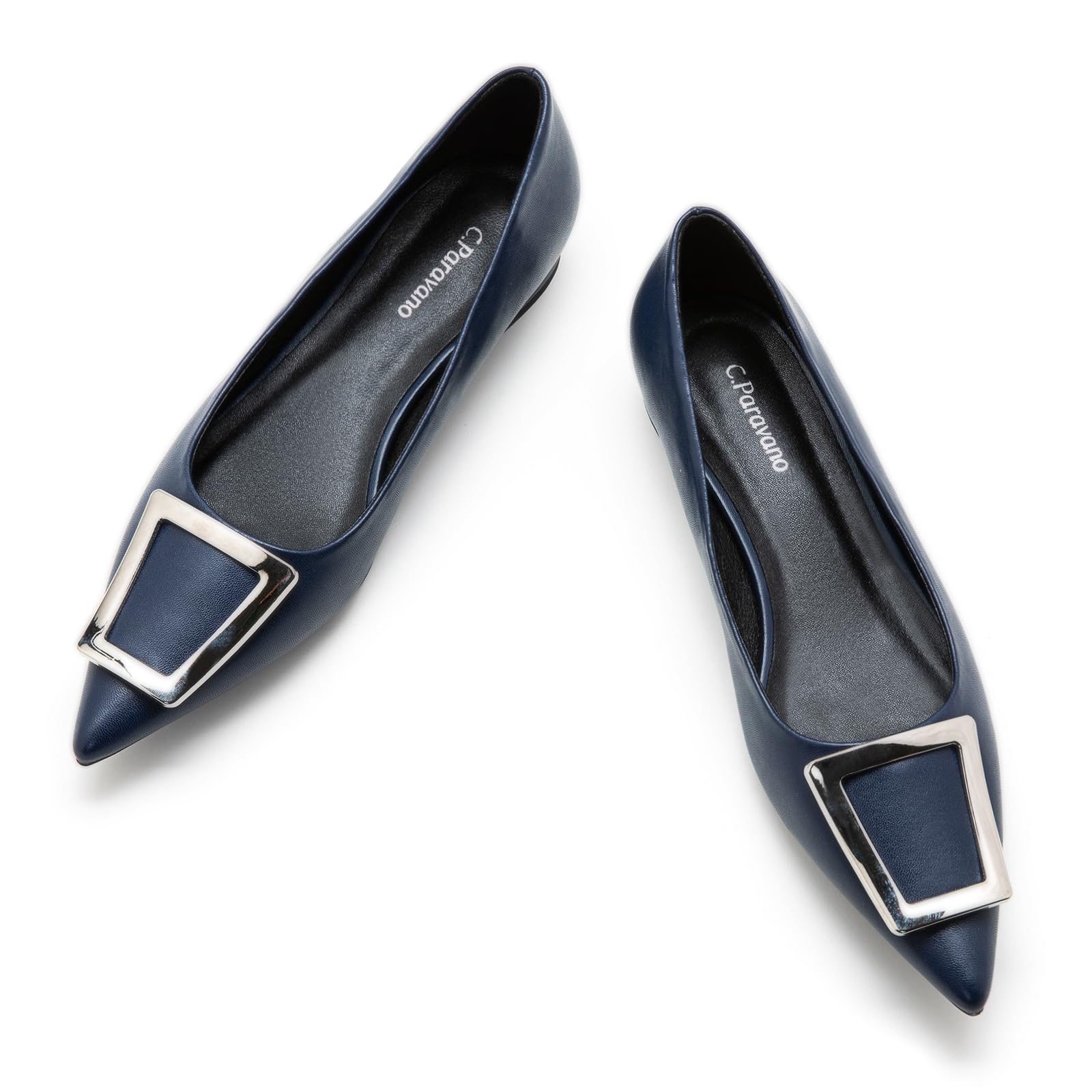 Stylish C.Paravano Women's Pointed Toe Ballet Flats - Patent Leather Dressy Slip-On Shoes for Work, Office & Special Occasions | Comfortable & Elegant Women's Flats