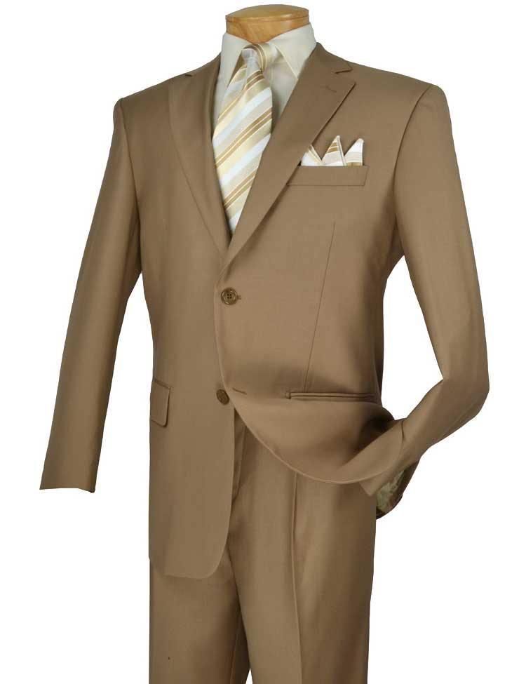 Executive Classic Fit Two Piece Suit - Solid Khaki Color | Premium Business Attire for Office & Formal Events