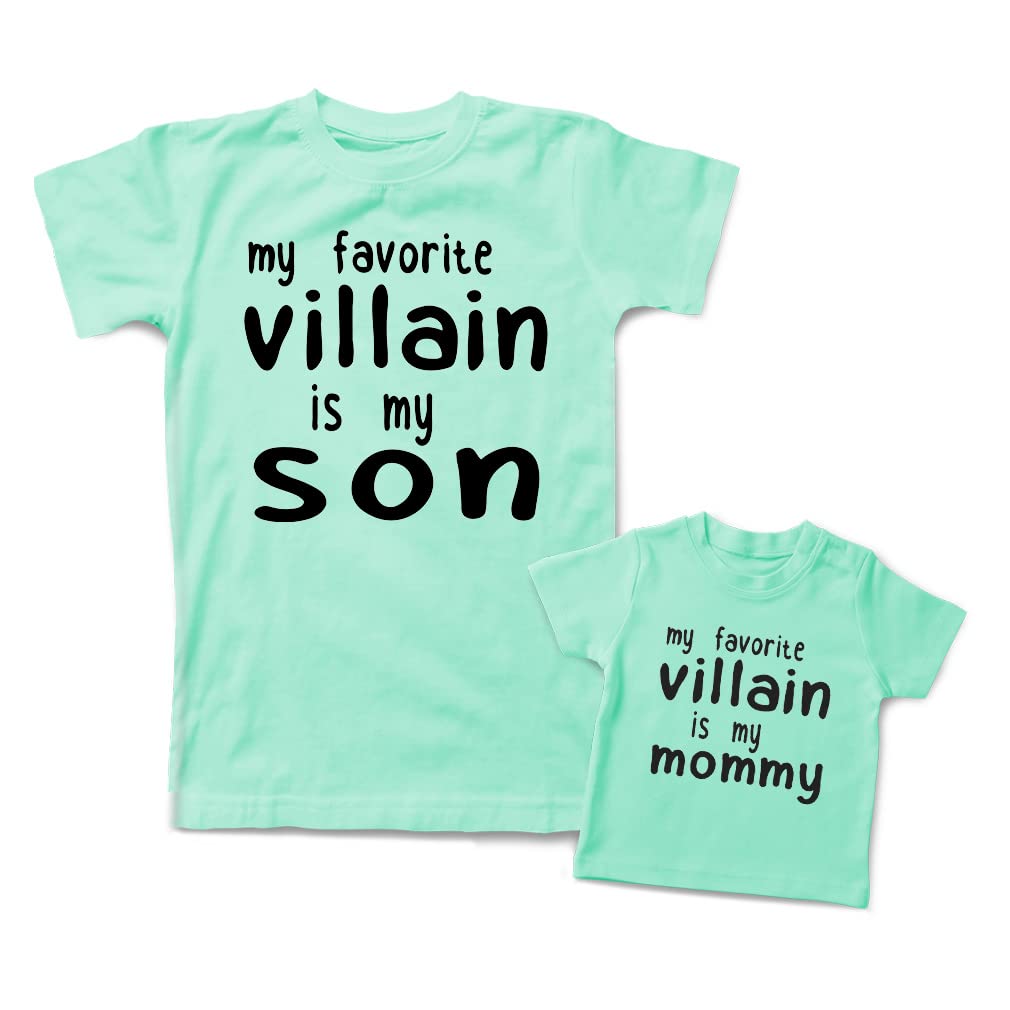 Mother's Day Matching Outfits for Mom and Kids - 'My Favorite Villain is My Mommy' or 'My Favorite Villain is My Son' Cute Cotton T-Shirts - Perfect for Family Photos, Holiday Gifts & Special Occasions