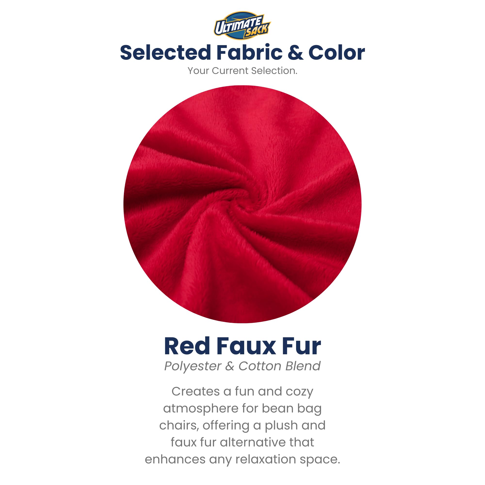 ULTIMATE SACK 5ft Oversized Bean Bag Chair with Footstool - Giant Comfortable Bean Bag Sofa for Adults, Lounge Chair & Loveseat Furniture - Plush Red Fur for Living Room, Bedroom & Game Room Relaxation