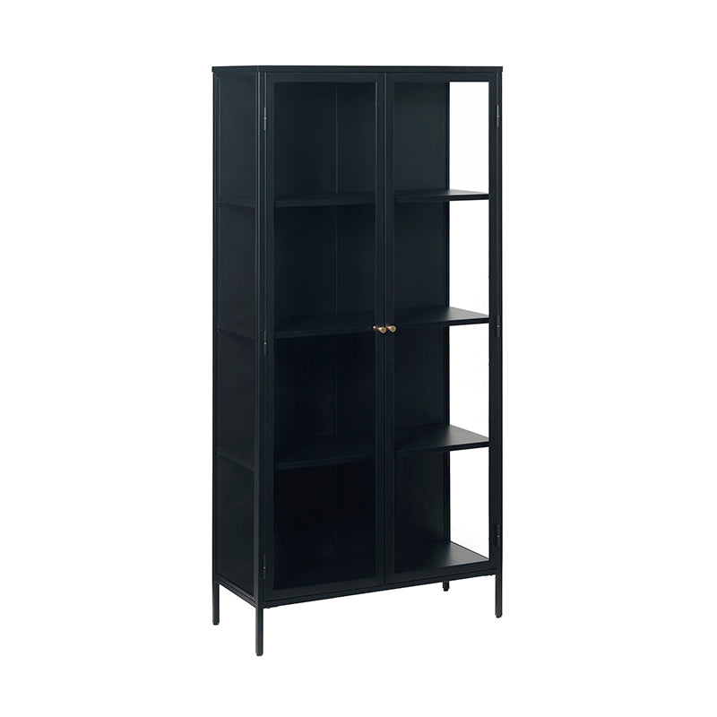 CARMEL 2 Door Glass Display Cabinet 90x190cm Black - Perfect for Living Room, Dining Room, or Office Storage & Display