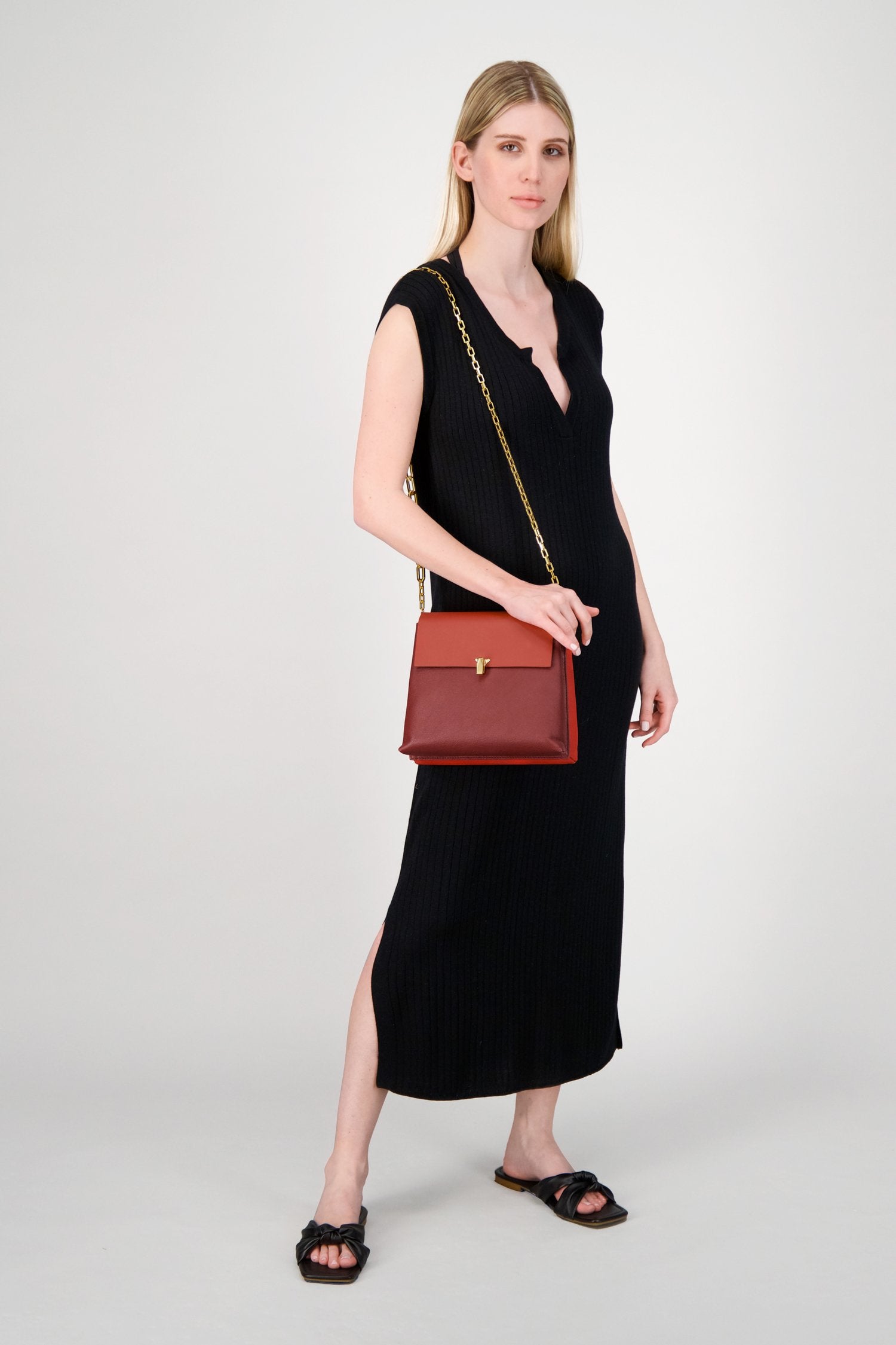 Volon Brown/Red PO Day Bag - Stylish Crossbody Purse for Women, Fashionable Shoulder Bag with Adjustable Strap - Perfect for Work, Travel & Daily Use