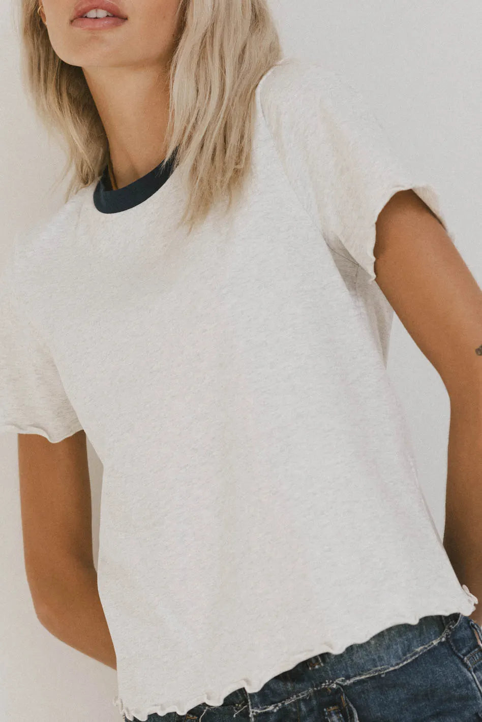 Florence Lettuce Edge Tee - Women's Trendy Lace Trim T-Shirt | Perfect for Casual Outfits, Summer Wear & Layering