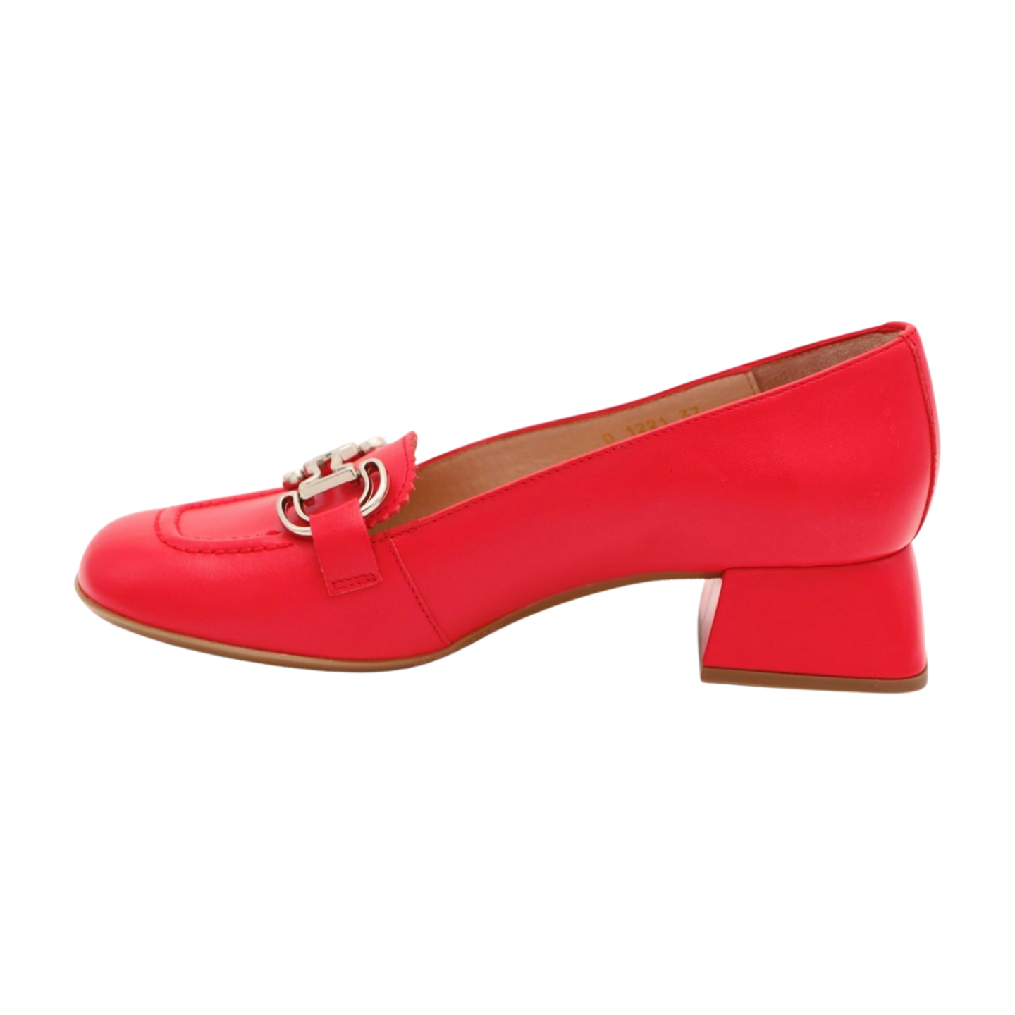 WONDERS Red Leather Loafer Shoes with Silver Buckle D 1221 - Classic Slip-On Dress Shoes for Men & Women | Perfect for Office, Business Casual & Formal Occasions