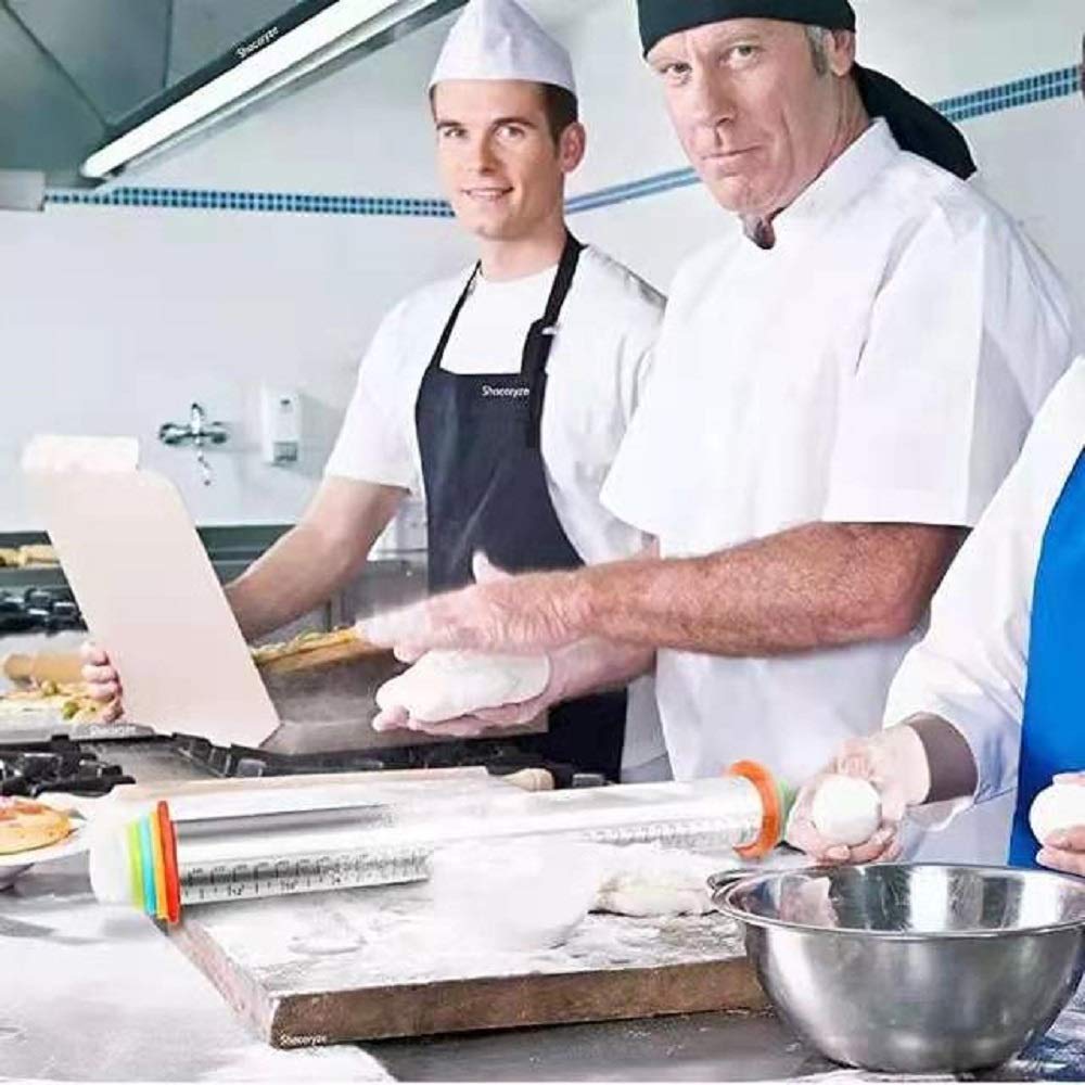 **Stainless Steel Rolling Pin & Baking Pastry Mat Set - Adjustable Thickness Rings for Fondant, Pizza, Pie, Pasta Dough - Perfect for Home Bakers & Professional Chefs**