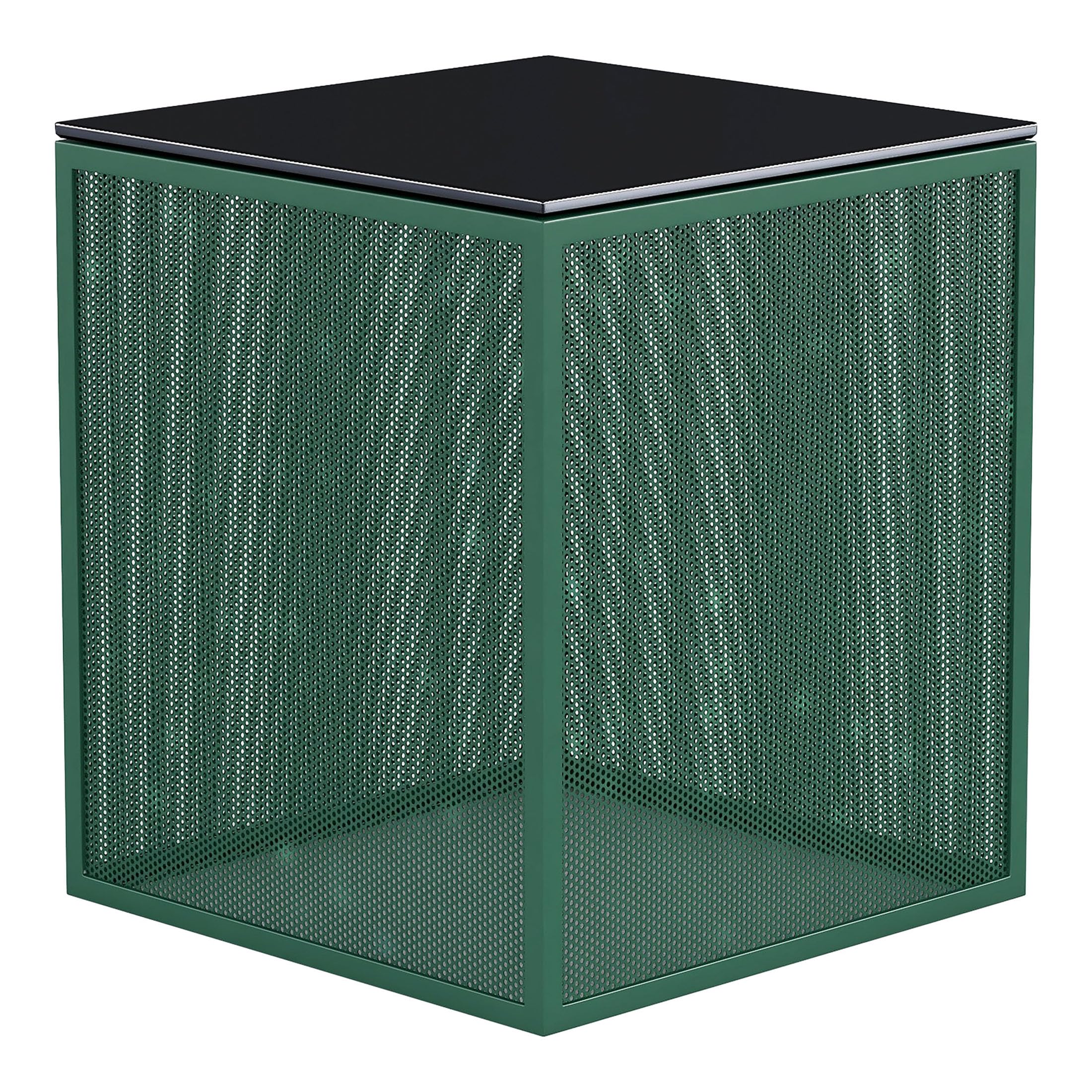 Furniture of America Kelforia Modern Glass Top Side Table - Green Accent End Table for Living Room, Bedroom & Office Decor