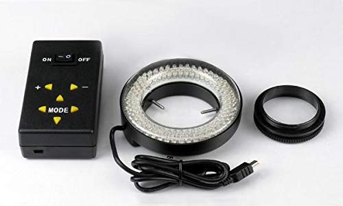 AmScope LED-144A Adjustable 144-LED Microscope Ring Light with Adapter - Compatible with Stereo Microscopes for Lab Research, Jewelry Inspection & PCB Repair