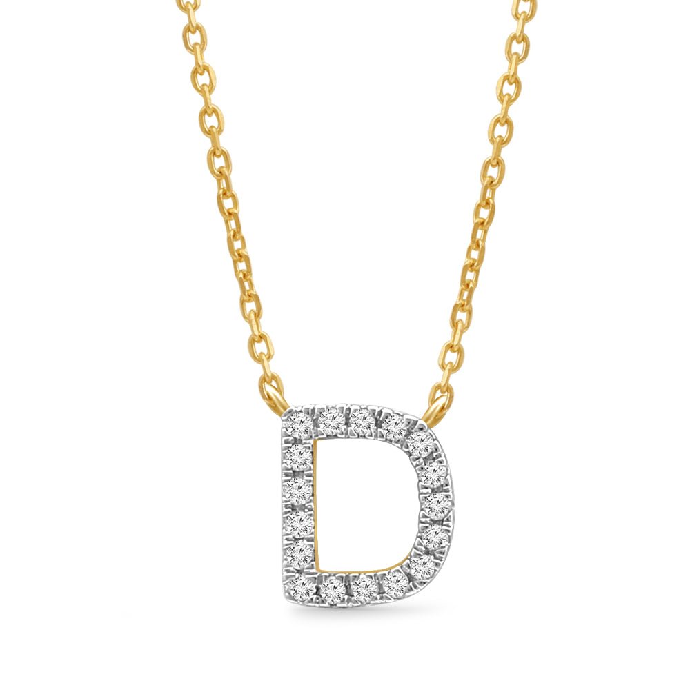 14K Yellow Gold Diamond Initial Charm Necklace - Personalized Classic Jewelry for Women | Perfect Gift for Birthday, Anniversary & Valentine's Day