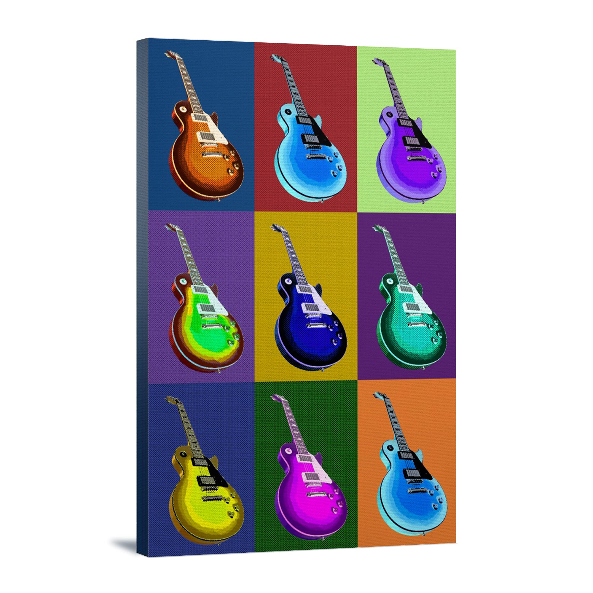 Lantern Press Electric Guitar Pop Art - 12x18 Wrapped Canvas Wall Decor for Music Lovers & Home Office Decoration | Rock & Roll Inspired Artwork for Bedroom, Living Room & Studio