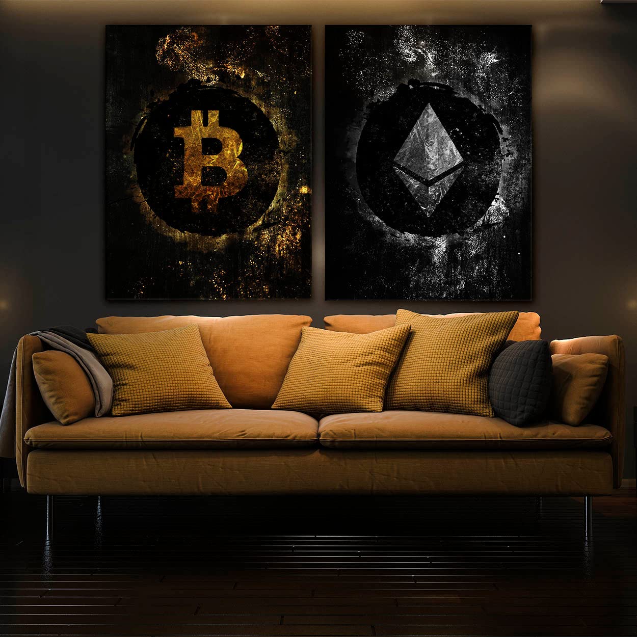 Crypto Canvas Wall Art - Unique Bitcoin & Blockchain Themed Home Decor for Living Room, Office & Gifts | Modern Digital Currency Art Print