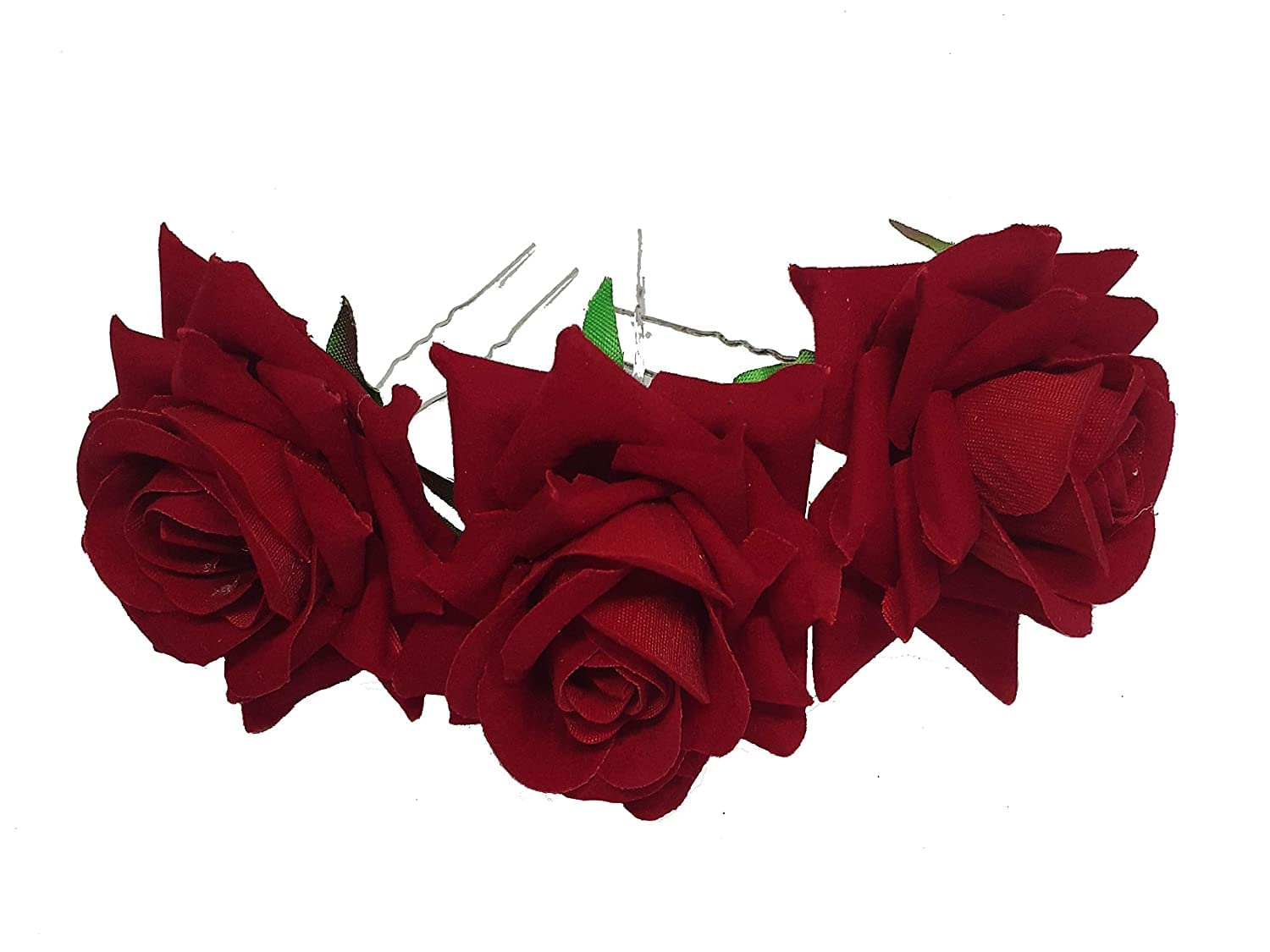 VTMS Handmade Rose Flower Juda Hair Pin Set - Elegant Bridal Hair Accessories for Women & Girls (Pack of 4) | Perfect for Weddings, Parties & Special Occasions