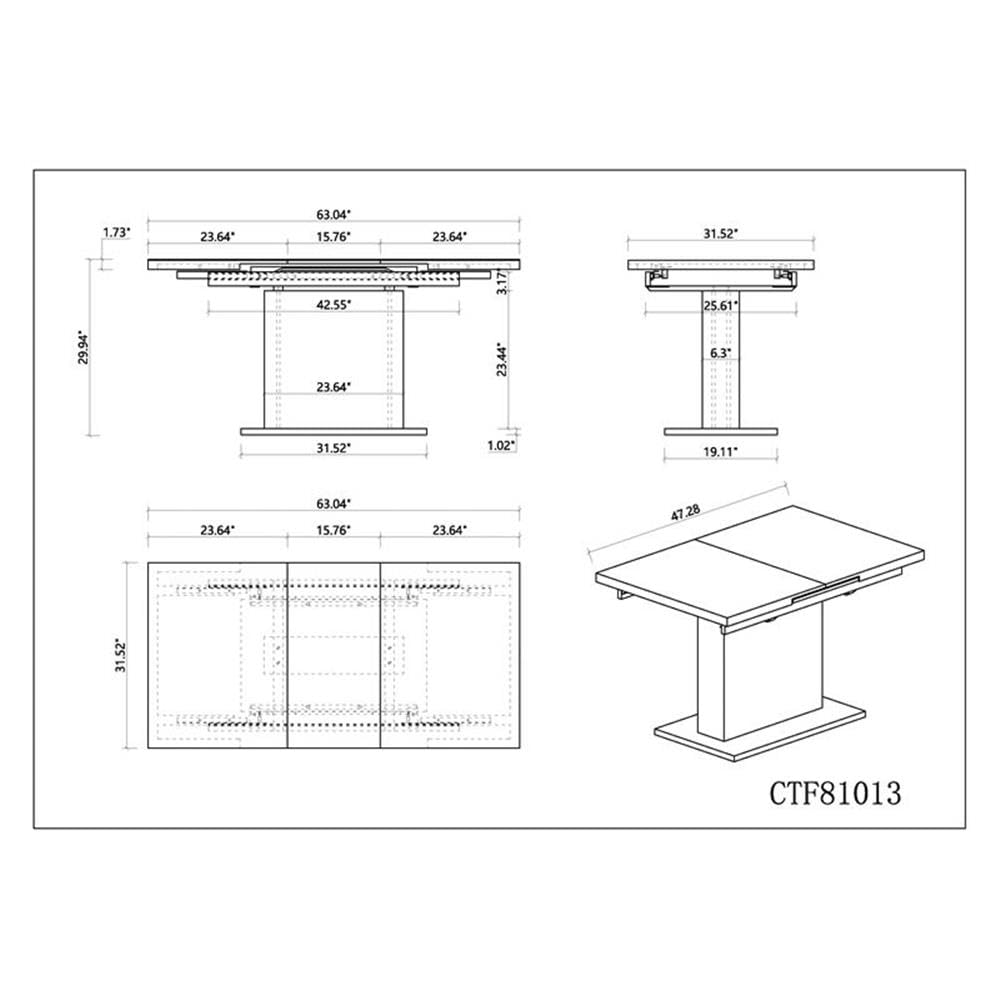 Welma White Dining Table - Modern Kitchen & Dining Room Furniture for Small Spaces