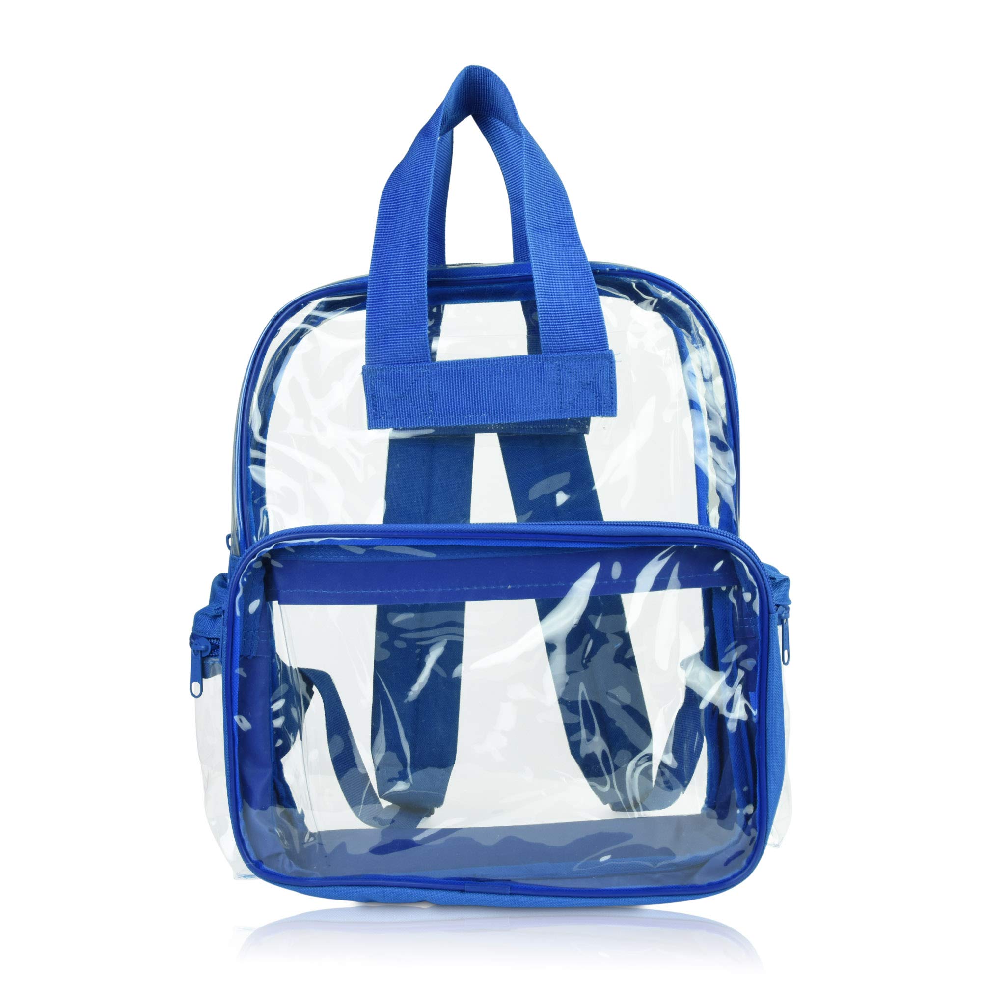 DALIX Small Clear Backpack Bag in Royal Blue - Lightweight Transparent School Backpack for Students, Travel & Stadium Events | Water-Resistant & TSA Approved