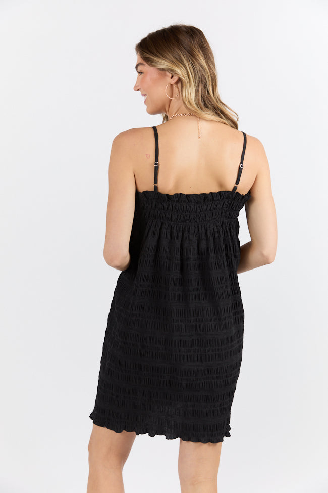 Tidal Tango Black Textured Shift Romper Dress for Women - Casual Summer Outfit, Beach Cover Up, or Night Out - FINAL SALE