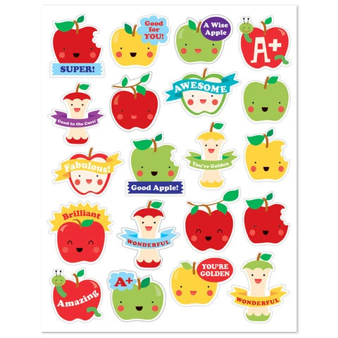 Apple Scented Stickers - 50 Pack Fruity Scented Decals for Kids, DIY Scrapbooking, Laptop & Phone Decor - Fun Classroom Rewards & Party Favors