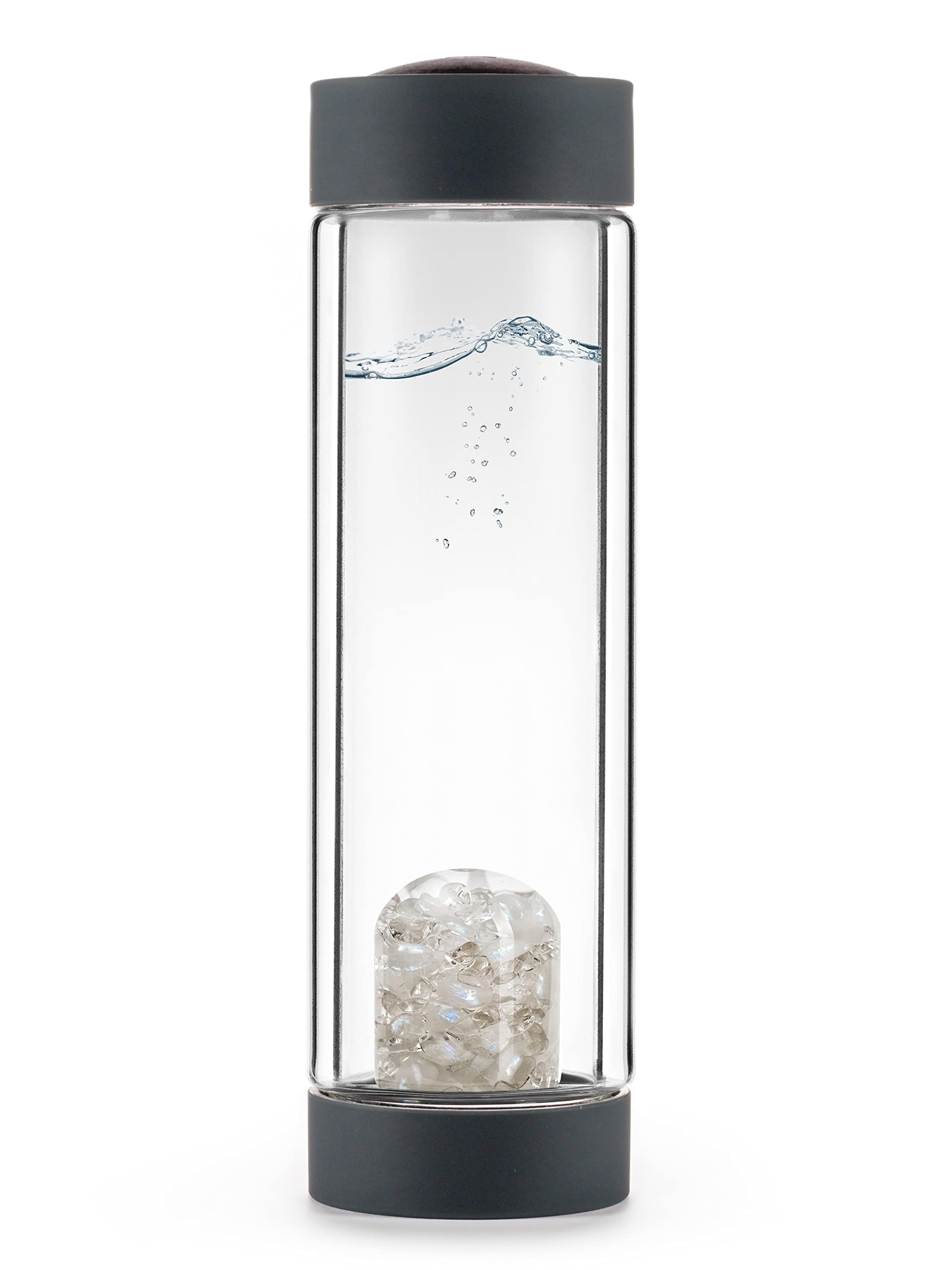 VitaJuwel ViA HEAT LUNA Crystal Water Bottle - Moonstone & Clear Quartz Infused for Intuition & Empathy | Insulated Stainless Steel Bottle for Women | Perfect for Yoga, Meditation & Daily Hydration