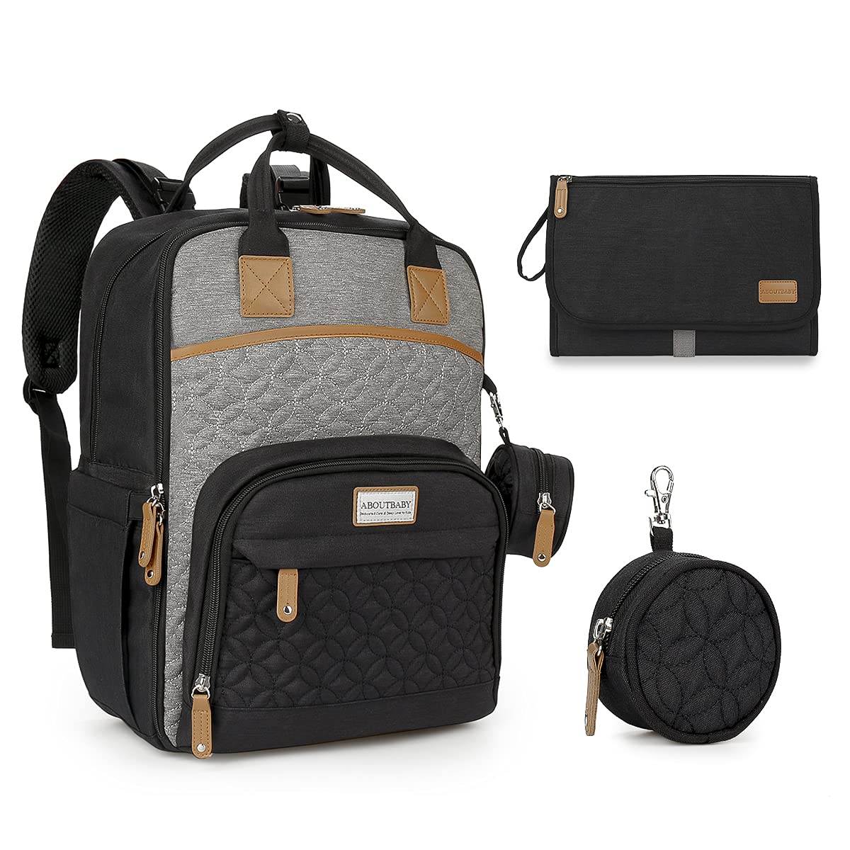 MOMIGO Baby Diaper Backpack - Large Capacity Waterproof Diaper Bag with Stroller Straps & Pacifier Case, Unisex Stylish Travel Backpack for Parents - Perfect for Daycare, Outings & Family Trips (Black)