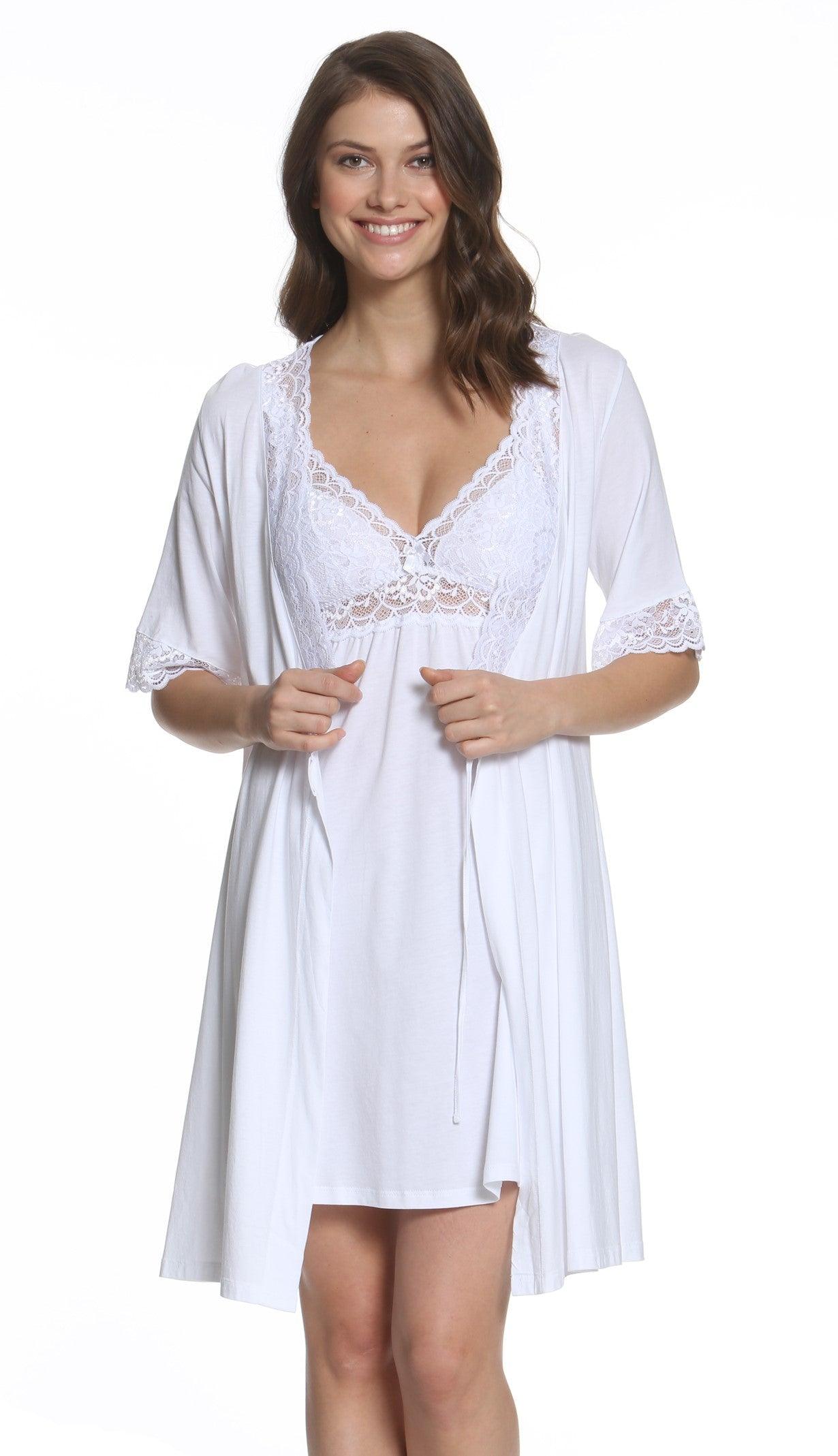 Penelope Tank Chemise Robe Set - Women's Lace Sleepwear & Lounge Wear for Bridal, Honeymoon & Special Occasions