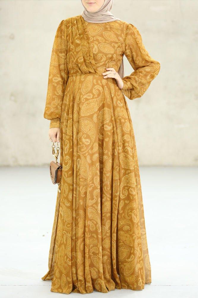 Medinaa Modest Dress for Women - Elegant Long Sleeve Maxi Dress with Flowy Skirt | Perfect for Prayer, Church, and Special Occasions