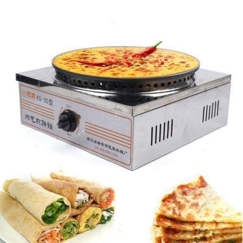 16-Inch Commercial Electric Crepe Maker - 110V 2.8KW Non-Stick Electric Crepe Pan with Wood Spreader - Perfect for Restaurants, Cafes & Breakfast Catering (Style 3)