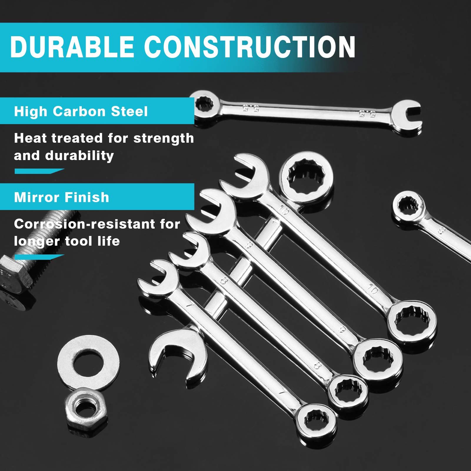 SPEEDWOX 10-Piece Mini Combination Wrench Set (4-11mm) - Open & Box End Wrenches for Automotive Repair, Industrial Maintenance, Electronics, Mechanics & DIY Projects - High Carbon Steel Tools for Home Garage & Professional Use