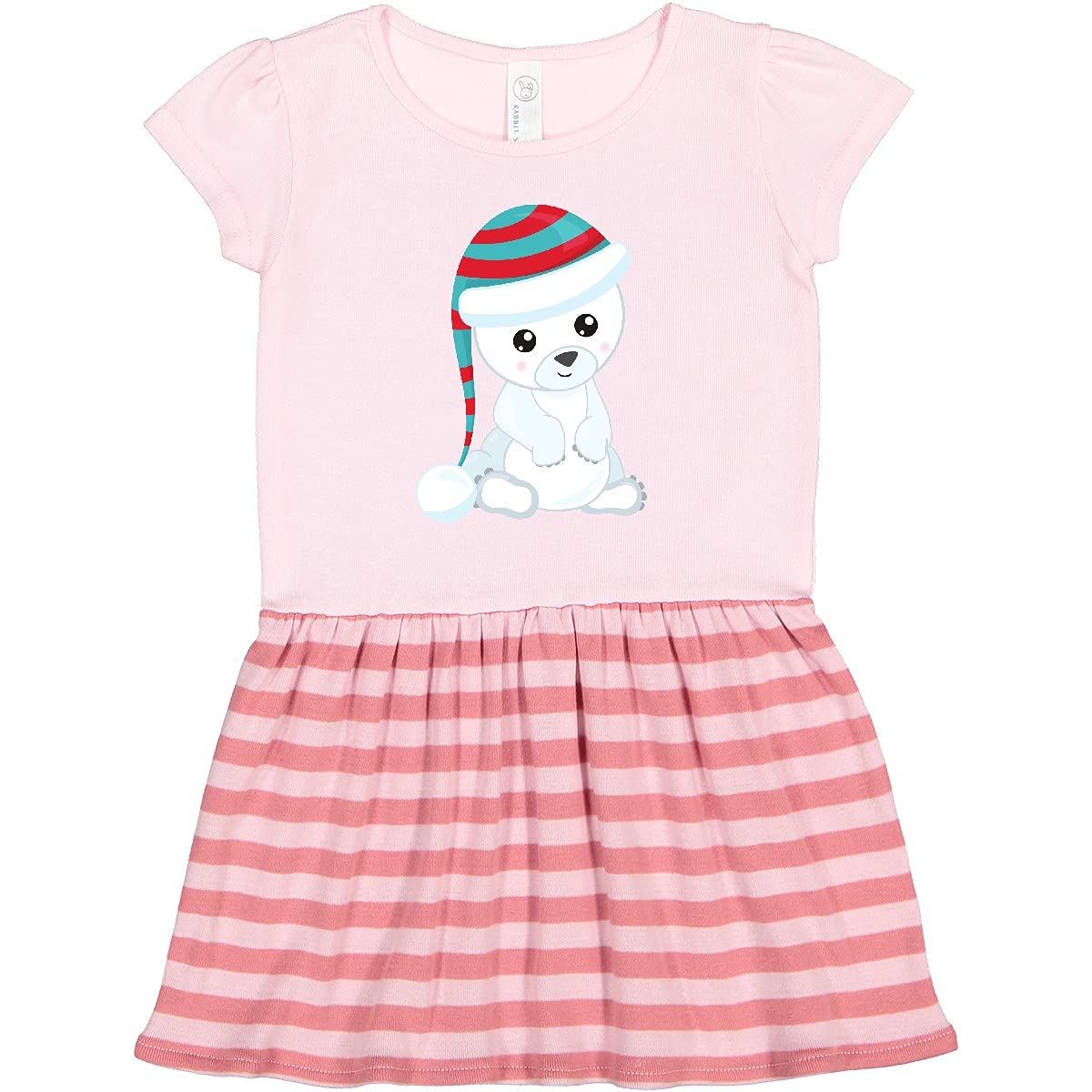 Inktastic Polar Bear Toddler Dress - Cute White Bear with Hat - Soft & Comfortable Outfit for Baby Girls & Boys - Perfect for Playdates, Parties & Holiday Photos
