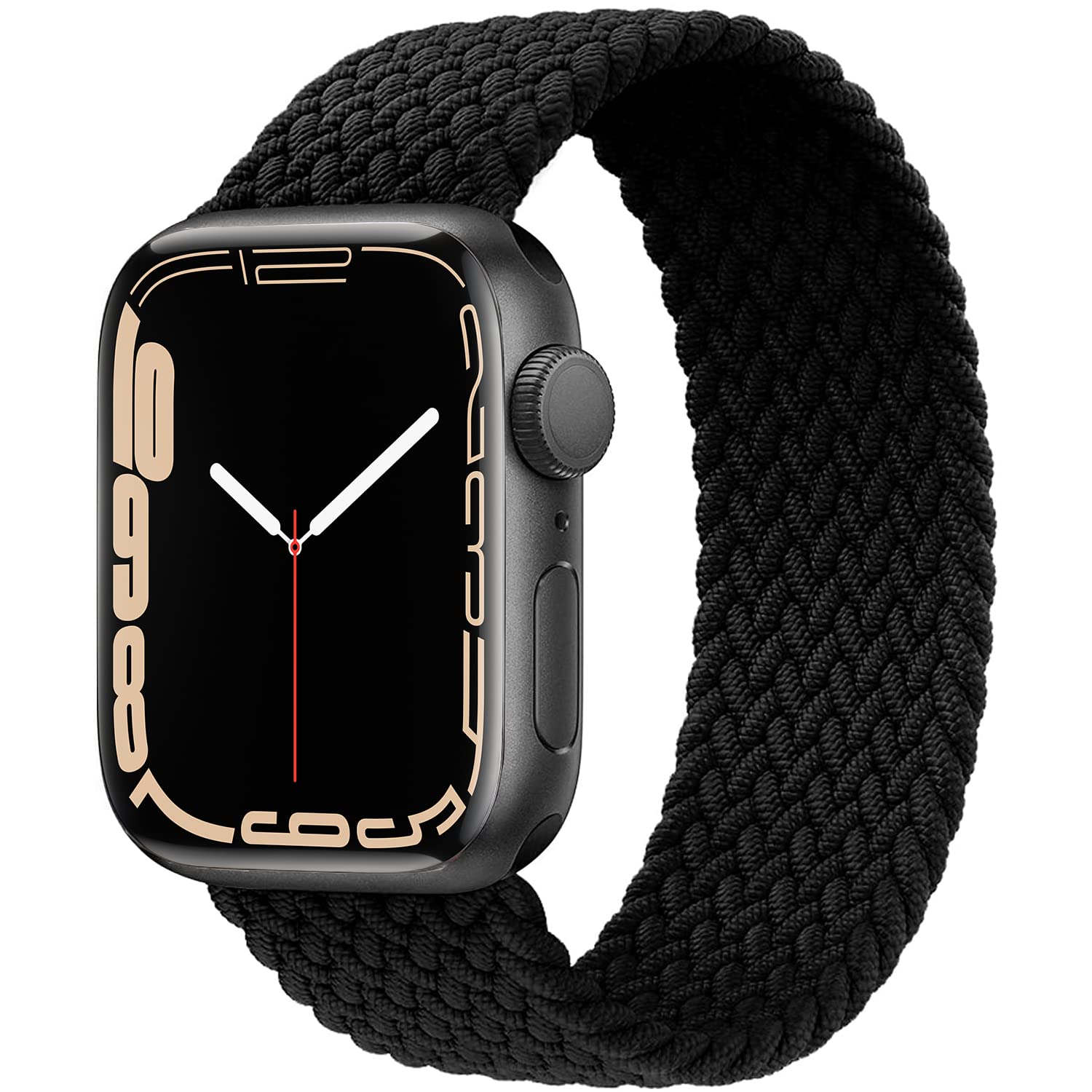 GBPOOT Braided Solo Loop Apple Watch Band - Soft Stretch Sport Wristband for iWatch Series 1/2/3/4/5/6/7/8/SE - Compatible with 38mm 40mm 41mm 42mm 44mm 45mm 49mm - No Buckles/Clasps - Perfect for Running, Workouts & Everyday Wear (Black, 42/44/45/49mm)
