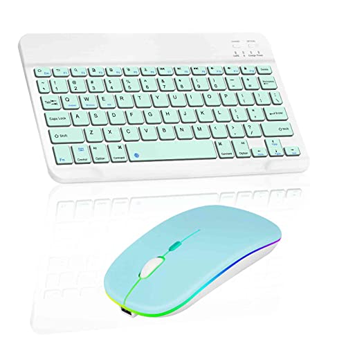 Turquoise Keyboard with Turquoise RGB LED mouse