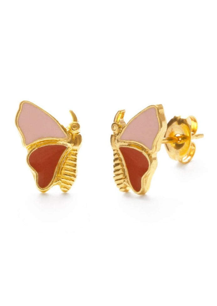 Pink & Orange Mariposa Stud Earrings for Women – Trendy Floral Fashion Jewelry for Parties, Weddings & Everyday Wear