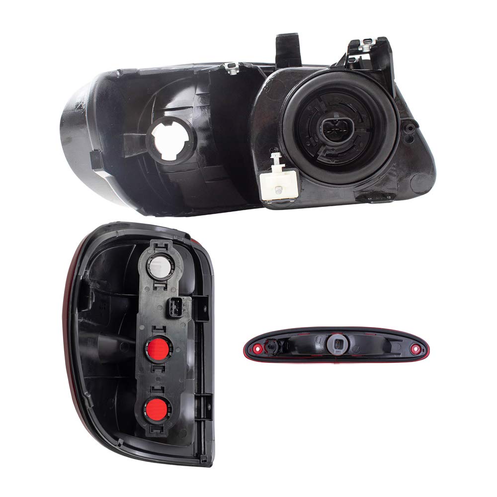 Brock Replacement Headlights and Tail Lights with 3rd Brake Lamp for 2001-2003 Dodge Caravan, Chrysler Town & Country, Plymouth Voyager - Perfect for Night Driving & Enhanced Safety