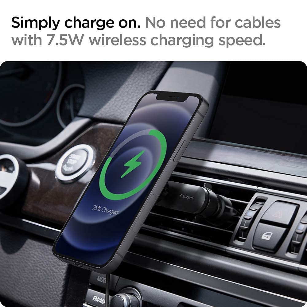 Spigen OneTap Pro Magsafe Wireless Car Charger with SteadiBoost 45W USB C Car Charger - Fast Charging for iPhone 14/13/12, Samsung Galaxy - Perfect for Road Trips & Commuting
