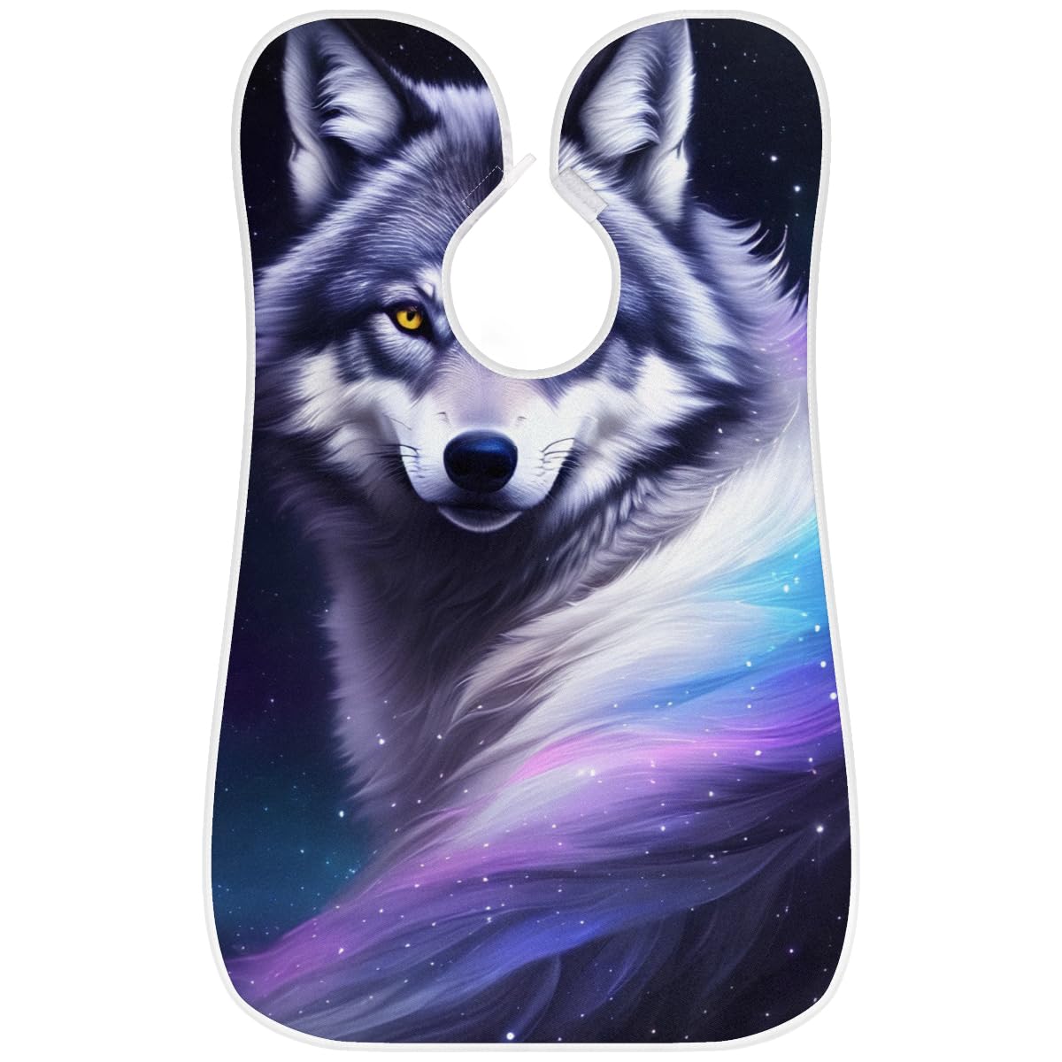 Galaxy Wolf Print Beard Shaving Bib for Men - Waterproof Hair Dye Apron & Barber Cape for Haircut, Beard Trimming & Makeup - Sink Hair Catcher & Grooming Accessory - Perfect for Home Barbering & Salon Professionals