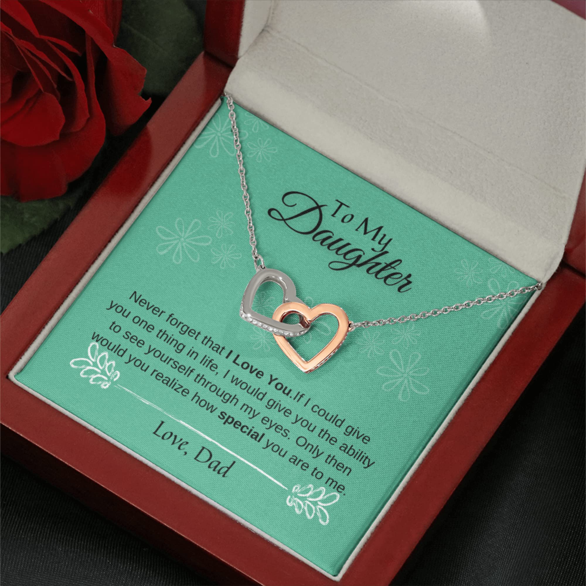 Personalized Custom Necklace for Daughter - Engraved Jewelry Gift with Message Card & Gift Box - Perfect for Christmas, Graduation, Birthday - Thoughtful Present from Mom & Dad - Ideal for Everyday Wear, Special Occasions & Keepsake Memories