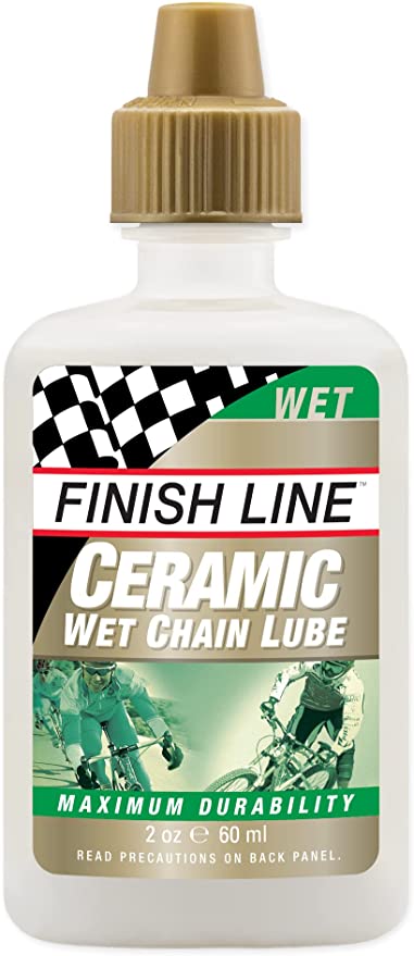 Finish Line Ceramic Wet Bicycle Chain Lube - Premium Bike Lubricant for Smooth, Quiet Riding in All Weather Conditions