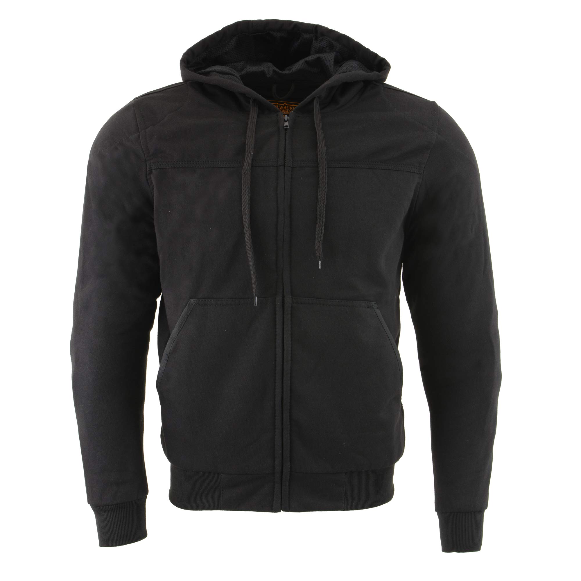 Milwaukee Leather MPM1788 Men's Black CE Approved Armored Motorcycle Hoodie with DuPont Aramid Fibers - Protective Riding Gear for Commuting & Adventure Tours